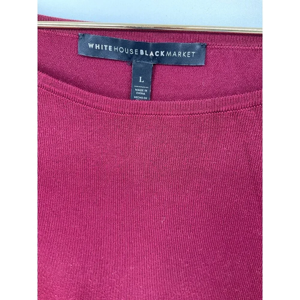 White House Black Market size Large Burgundy lace-sleeve sweater